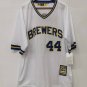 Hank Aaron Milwaukee Brewers Jersey Mitchell & Ness white