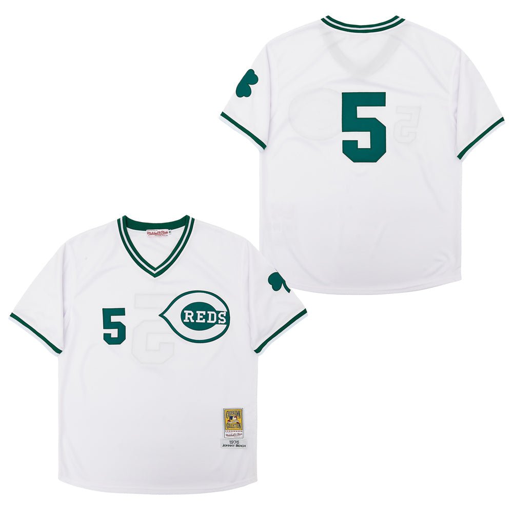 Johnny Bench Cincinnati Reds Jersey Mitchell & Ness St. Paddy&acirc;��s Patrick&acirc;��s Day
