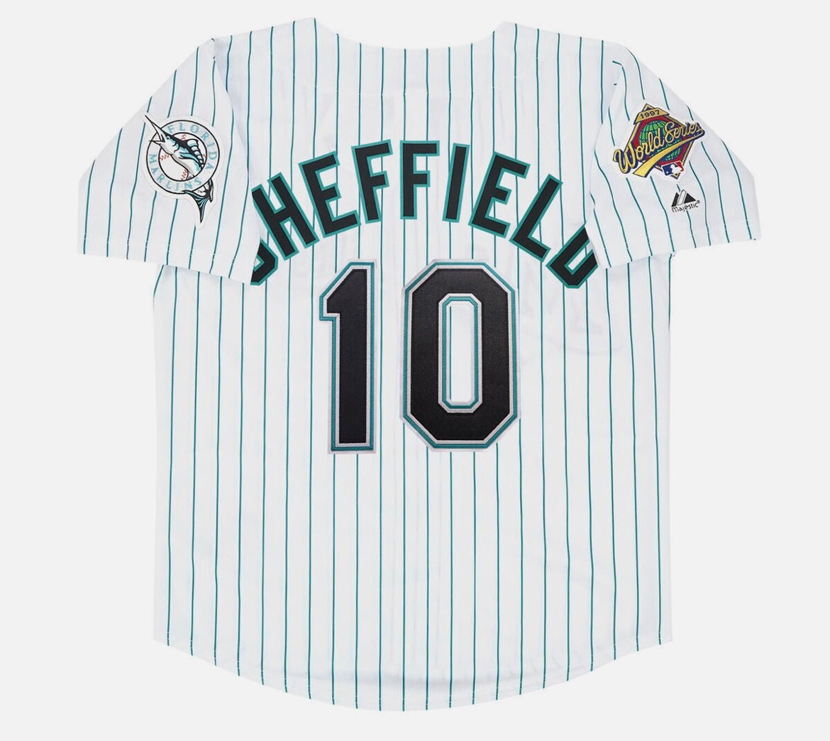 Gary Sheffield Florida Marlins 1997 Official Baseball Jersey Majestic white