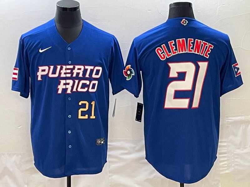Roberto Clemente Puerto Rico jersey Blue