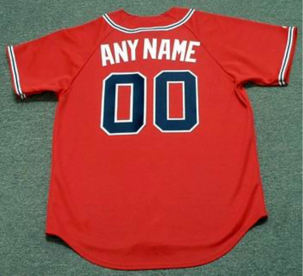Any name & Number Custom Atlanta Braves Official Baseball Majestic Jersey Red