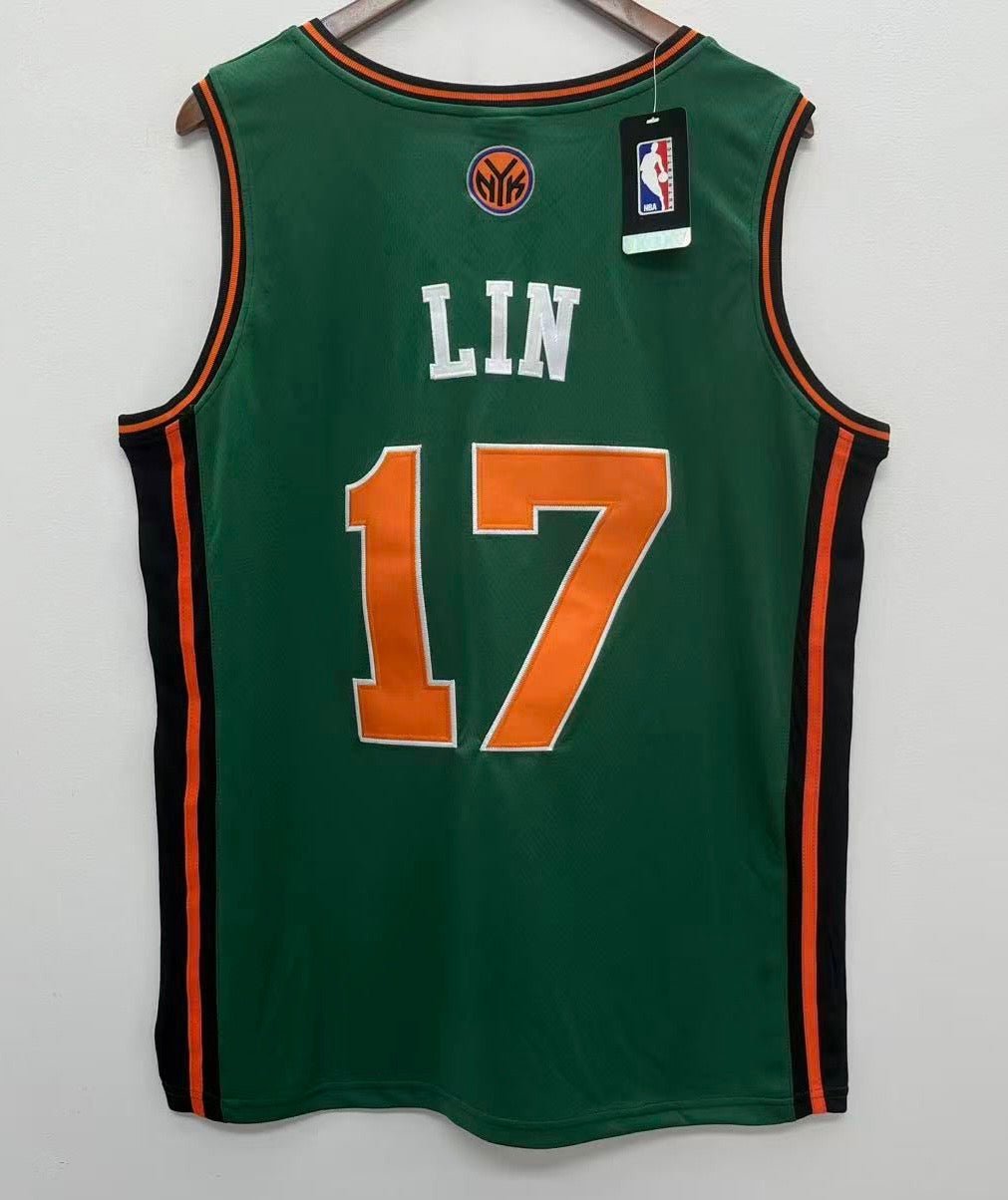 Jeremy Lin New York Knicks Official Basketball Jersey green St. Patrick&acirc;��s Day
