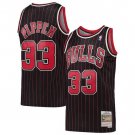 Scottie Pippen Chicago Bulls Official Basketball Mitchell & Ness Jersey black pinstripes
