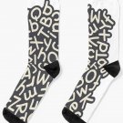 Hand Drawn Mix Letters Seamless Pattern Dark Socks