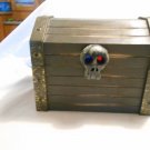 Gray Wooden Pirate Treasure Chest (CWB1) Skull with Red and Blue Eyes, Empty Gray Wooden Pirate Treasure Chest (CWB1) Skull with Red and Blue Eyes, Empty