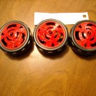 KNEX 3 Large Black Tires With Red Painted Inside Hubs All One Piece 2 1_4_ KNEX 3 Large Black Tires With Red Painted Inside Hubs All One Piece 2 1_4_