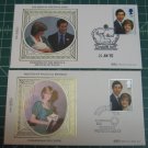 1982 Benham PRINCESS DIANA, CHARLES, PRINCE WILLIAM Birth Silk FDC First Day Cover Lot of 2