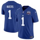 All Size New York Giants Malik Nabers Blue 2024 Draft F.U.S.E. 100TH Season Jersey