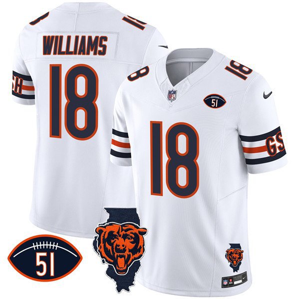 Any Sizes Chicago Bears Caleb Williams White 2024 F.U.S.E. With 51 Patch Football Jersey