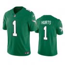 Men & Youth #1 Jalen Hurts Philadelphia Eagles 2023 Alternate Color Rush Limited Green Jersey