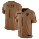 Men & Youth #1 Justin Fields Chicago Bears 2023 Salute to Service Edition Brown Jersey