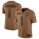 Men & Youth #1 Sauce Gardner New York Jets 2023 Salute to Service Bronw Jersey