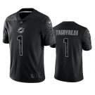 Men & Youth #1 Tua Tagovailoa Miami Dolphins Black Reflective Limited Jersey