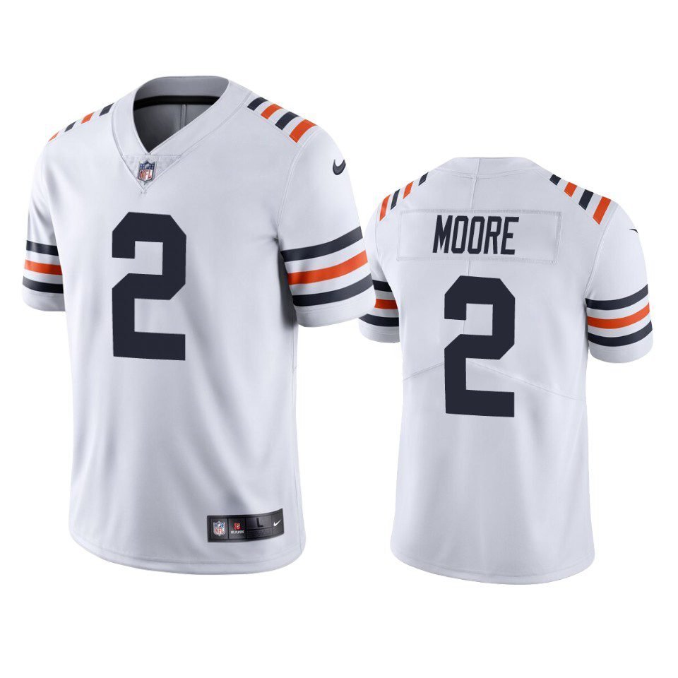 Men & Youth #2 D.J. Moore Chicago Bears Color Rush Vapor Limited Classic White Jersey