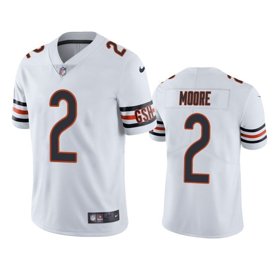 Men & Youth #2 D.J. Moore Chicago Bears Color Rush Vapor Limited White Jersey