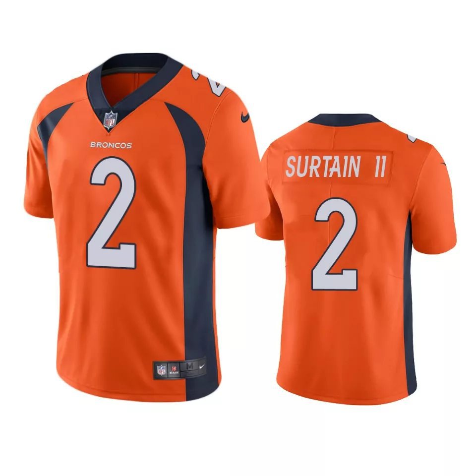 Men & Youth #2 Patrick Surtain II Denver Broncos Color Rush Limited Orange Jersey__2293