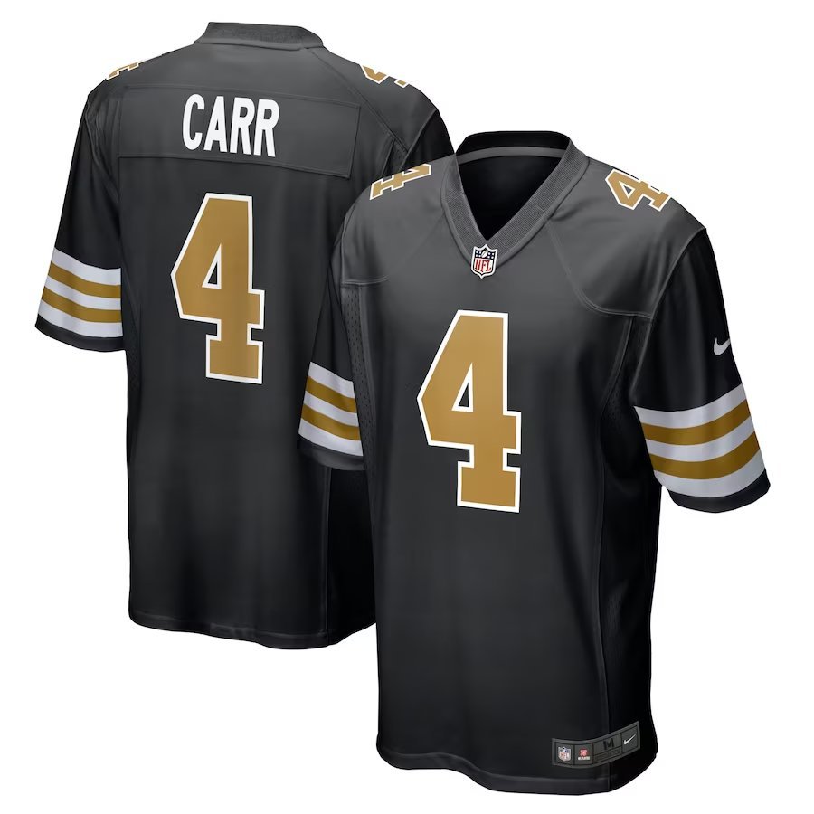 Men & Youth #4 Derek Carr New Orleans Saints Alternate Black Jersey