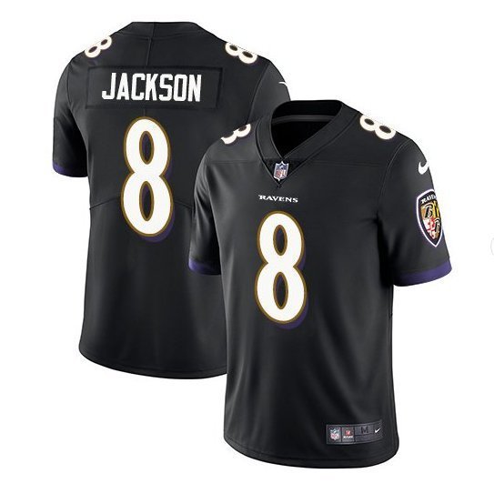 Men & Youth #8 Lamar Jackson Baltimore Ravens Color Rush Limited Black Jersey