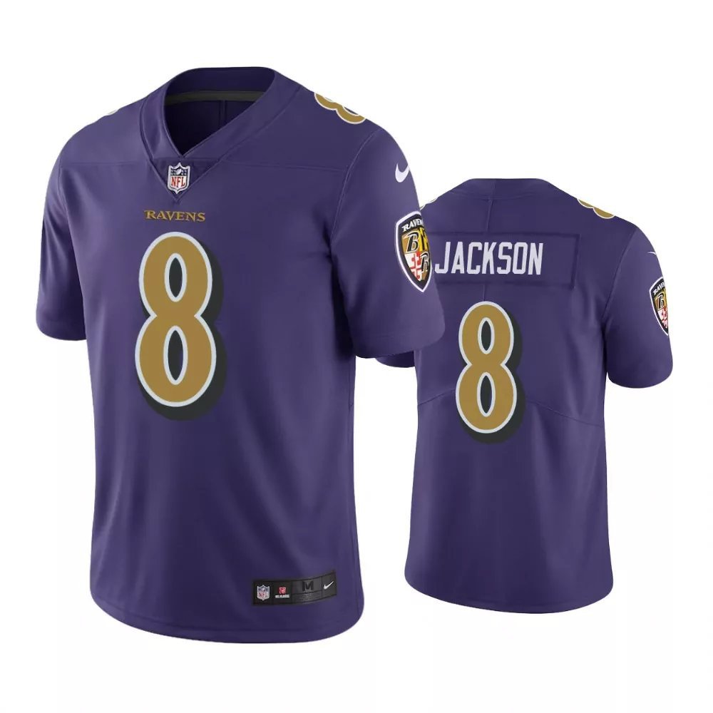 Men & Youth #8 Lamar Jackson Baltimore Ravens Color Rush Limited Purple Jersey