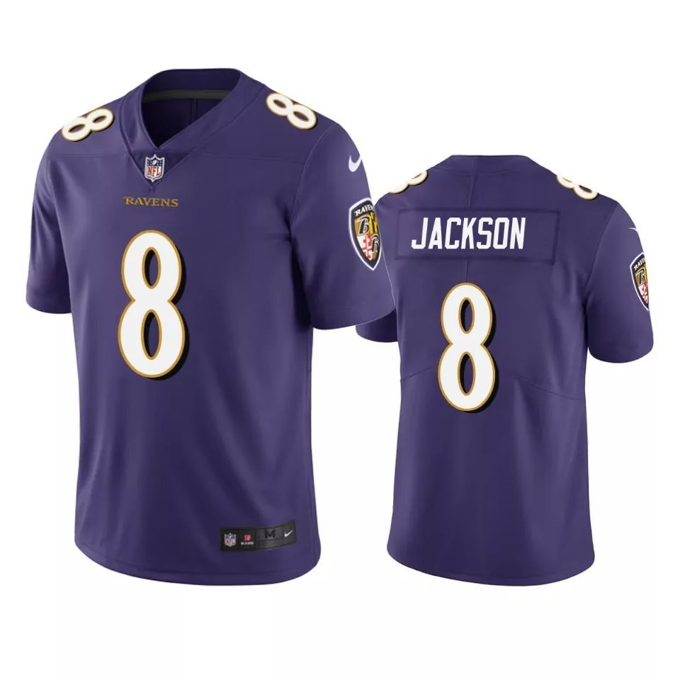 Men & Youth #8 Lamar Jackson Baltimore Ravens Color Rush Limited Purple Jersey__2533