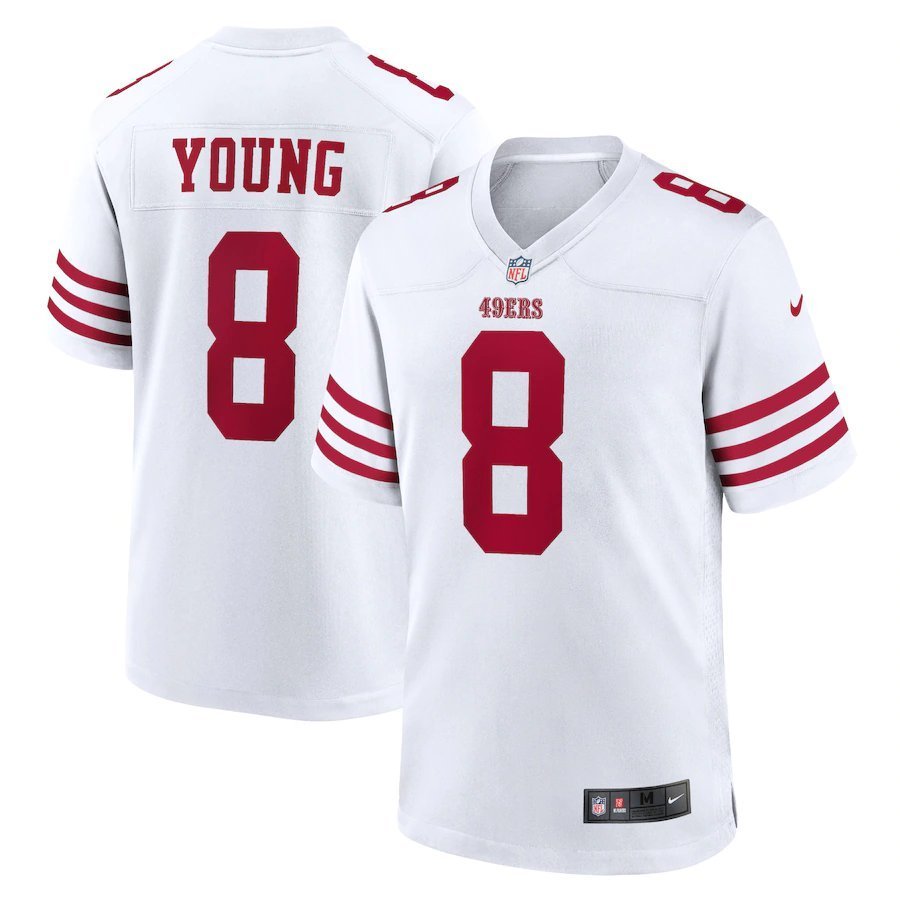 Men & Youth #8 Steve Young San Francisco 49ers White Game Jersey