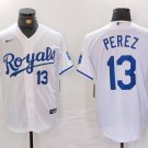 Any Size Kansas City Royals Salvador Perez Number White Cool Base Jersey