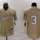 Any Size Los Angeles Dodgers Chris Taylor Cream Pinstripe Stitched Cool Base Jersey