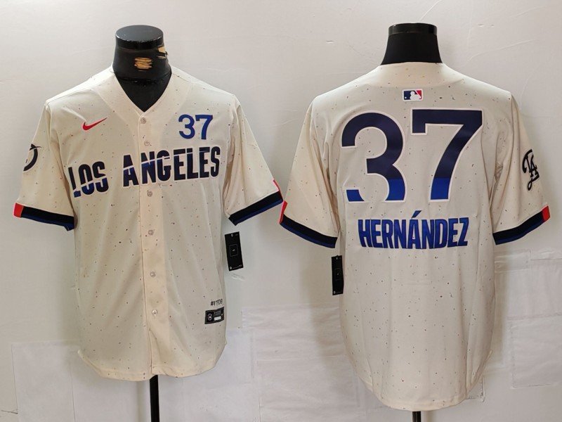 Any Size Los Angeles Dodgers Teoscar Hernandez Cream Blue 2024 City Jersey