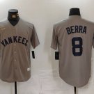 Any Size New York Yankees Yogi Berra Grey Cool Base Throwback Jersey