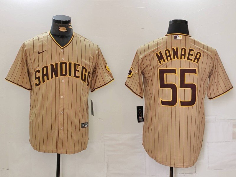 Any Size San Diego Padres Sean Manaea Khaki Cool Base Stitched Jersey