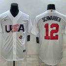 Any Size USA Baseball Kyle Schwarber 2023 White World Baseball Classic Jersey