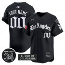 Dodgers Active Player Custom Black With 2025 LA Gothic Style Patch Vapor Jersey