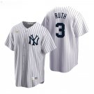 Men & Youth #3 Babe Ruth New York Yankees White Cooperstown Home Jersey