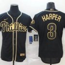 Men & Youth #3 Bryce Harper Philadelphia Phillies Black Golden Edition Jersey