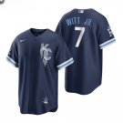 Men & Youth #7 Bobby Witt Jr Kansas City Royals 2022 City Connect Navy Jersey