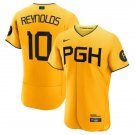 Men & Youth #10 Bryan Reynolds Pittsburgh Pirates City Connect Flex Base Yellow Jersey