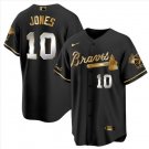 Men & Youth #10 Chipper Jones Atlanta Braves Black Golden Edtion Jersey