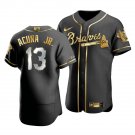 Men & Youth #13 Ronald Acuna Jr. Atlanta Braves Black Golden Edition Jersey