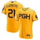 Men & Youth #21 Roberto Clemente Pittsburgh Pirates City Connect Flex Base Yellow Jersey