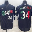 Men & Youth #34 Fernando Valenzuela Angeles Dodgers City Connect Black Jersey