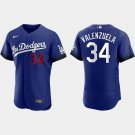 Men & Youth #34 Fernando Valenzuela Angeles Dodgers City Connect Flex Base Blue Jersey