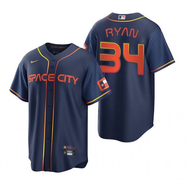 Men & Youth #34 Nolan Ryan Houston Astros 2022 City Connect Edition Navy Blue Jersey