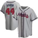 Men & Youth #44 Hank Aaron Atlanta Braves Gray Away Cool Base Jersey