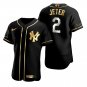 Men's #2 Derek Jeter New York Yankees Black Golden Edition Jersey