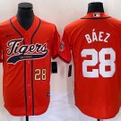 Men's & Youth Tigers Javier Baez Orange Cool Base Stitched Jersey