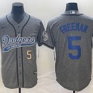 Men's 2023 Dodgers Freddie Freeman Grey Gridiron Cool Baseball Jersey 2
