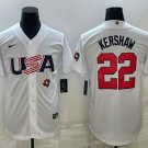 Men's 2023 Team USA World Baseball Cup Jersey White Clayton Kershaw