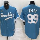 Men's Brooklyn Dodgers Joe Kelly Light Blue Throwback Cool Base Jersey