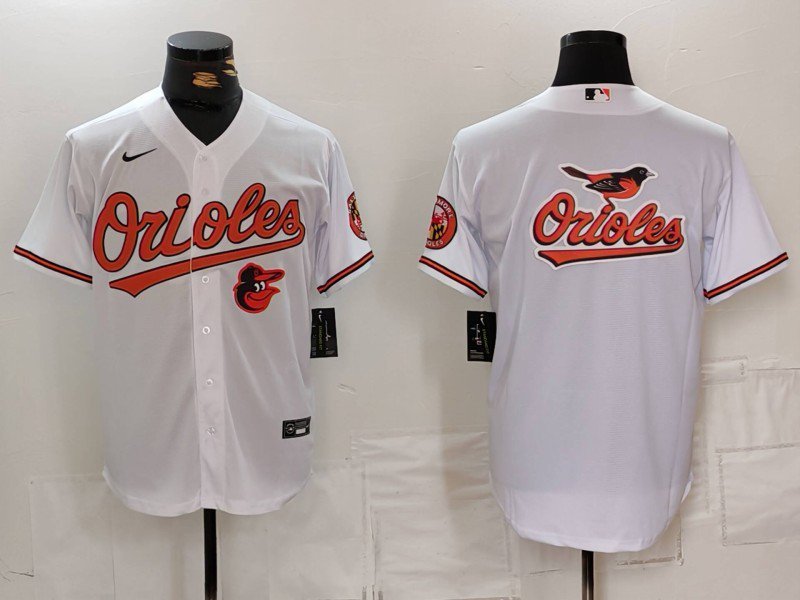 Mens Baltimore Orioles White Team Big Logo Blank Cool Base Stitched Jersey 2024