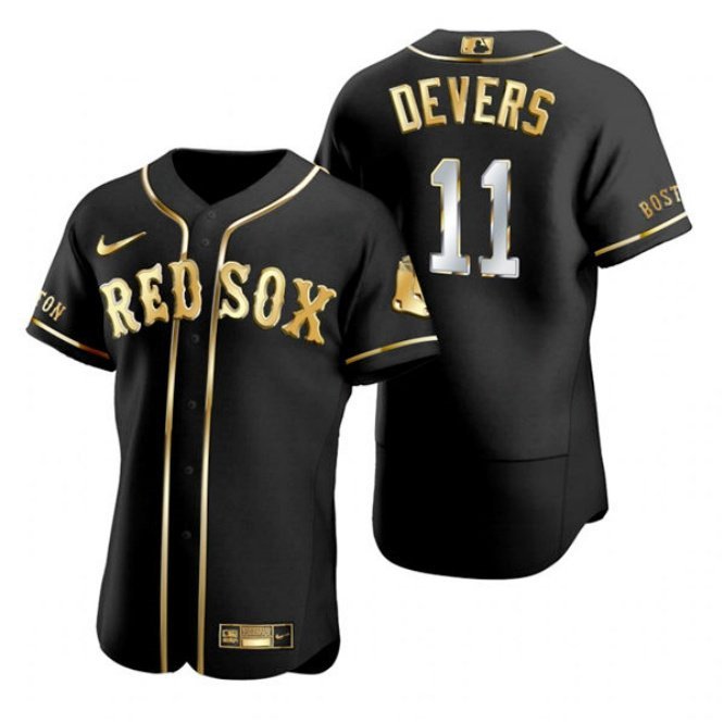 Mens Boston Red Sox Rafael Devers Black Golden Edition Stitched Jersey
